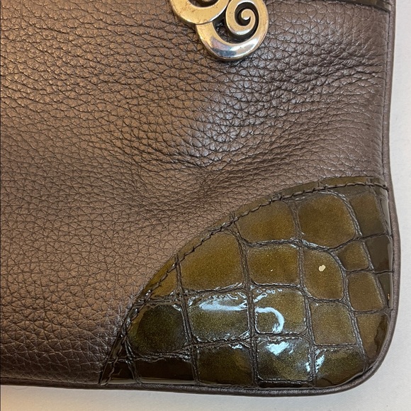 Brighton Vintage Olive and Brown Croc Embossed Crossbody Bag EUC - Picture 16 of 17
